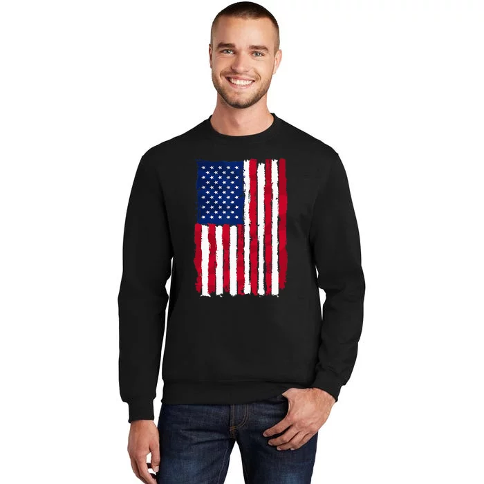 USA Flag 4th July Red American White Star Blue Stripes 4 Day Tall Sweatshirt