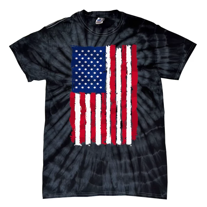 USA Flag 4th July Red American White Star Blue Stripes 4 Day Tie-Dye T-Shirt