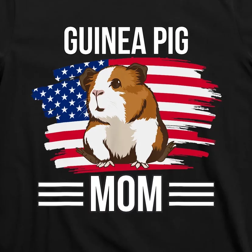 USA Flag 4th Of July Mother's Day Merica Guinea Pig Mom T-Shirt