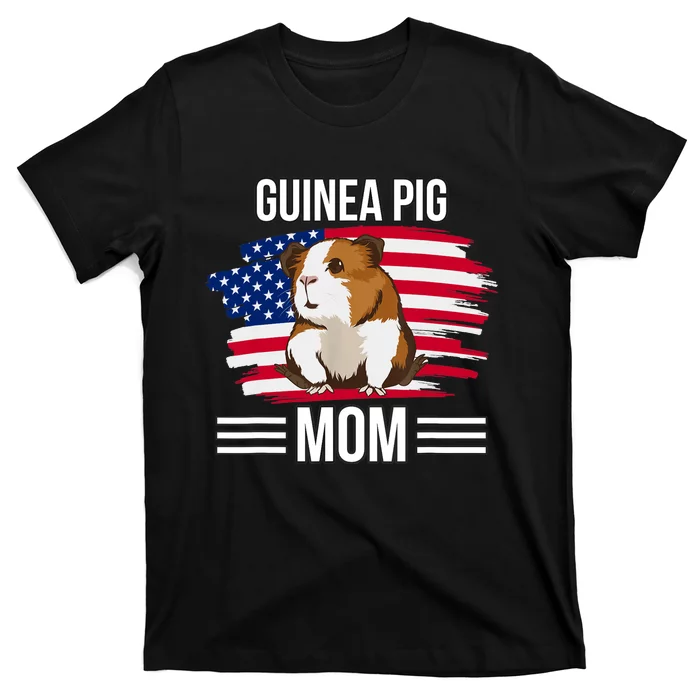 USA Flag 4th Of July Mother's Day Merica Guinea Pig Mom T-Shirt