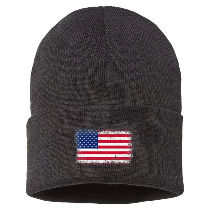 US Flag 4th of July USA Flag American Flag Sustainable Knit Beanie