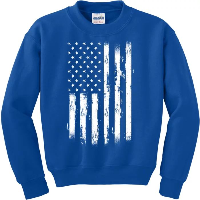 Usa Flag 4th July United States Us Tattered American Flag Gift Kids Sweatshirt