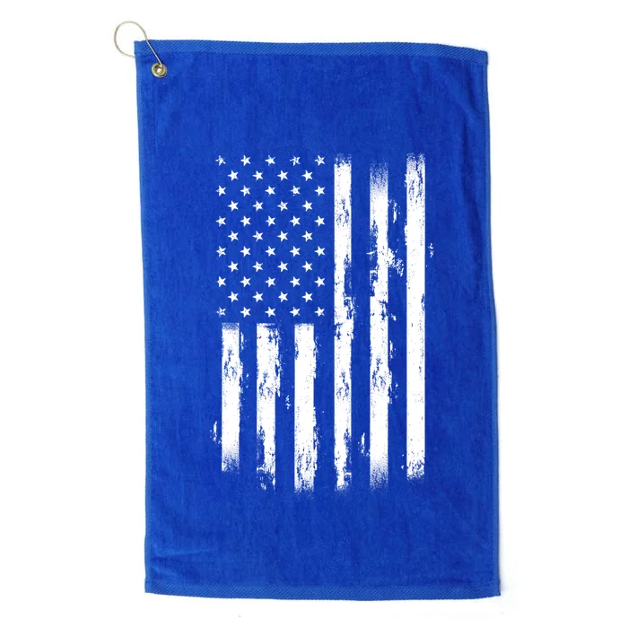 Usa Flag 4th July United States Us Tattered American Flag Gift Platinum Collection Golf Towel