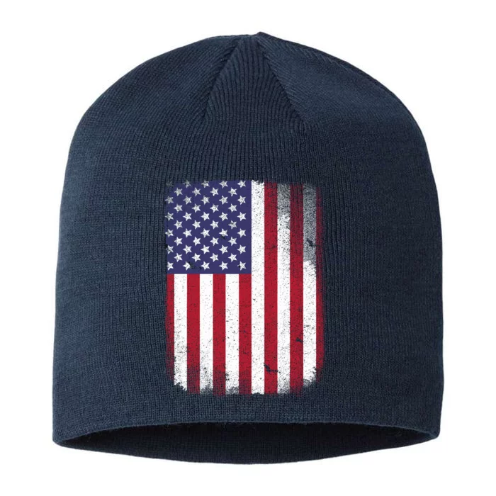 Usa Flag 4th July American Red White Blue Star Stripes 4 Day 8 1/2in Sustainable Knit Beanie