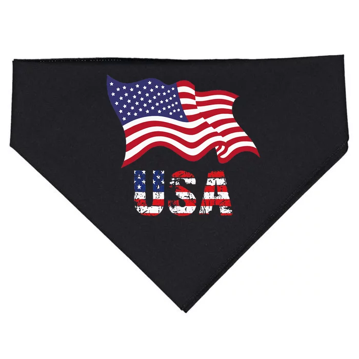 Usa Flag American United States Of America 4th Of July USA-Made Doggie Bandana