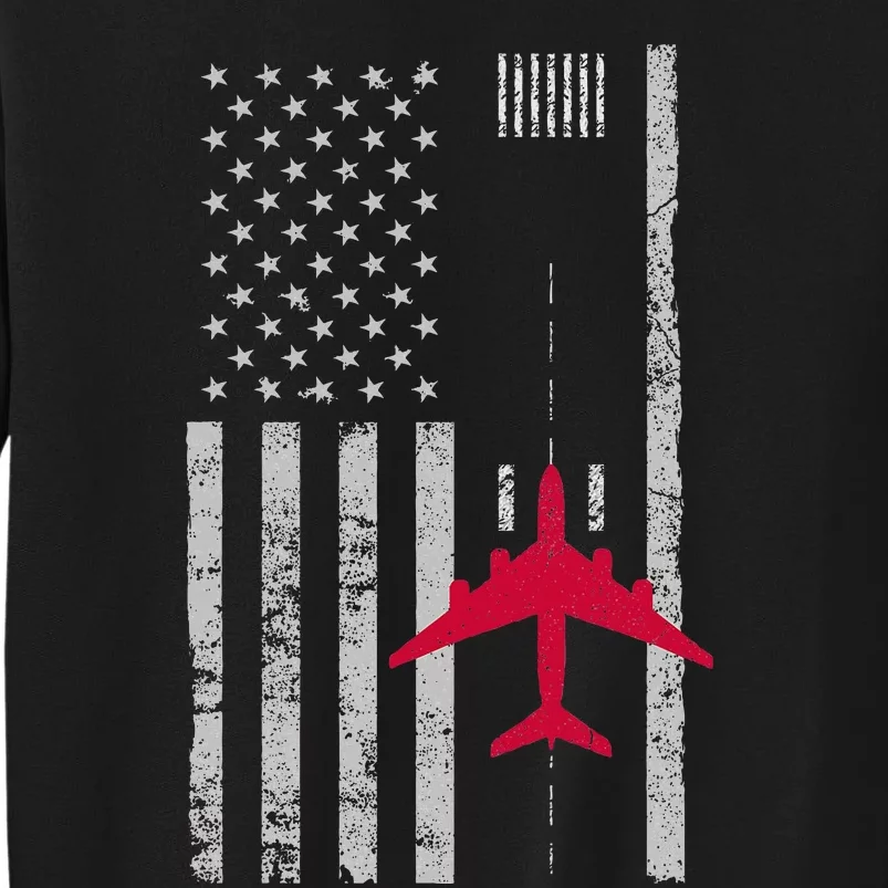 Us Flag Airport Runway! Airplane Pilot Sweatshirt