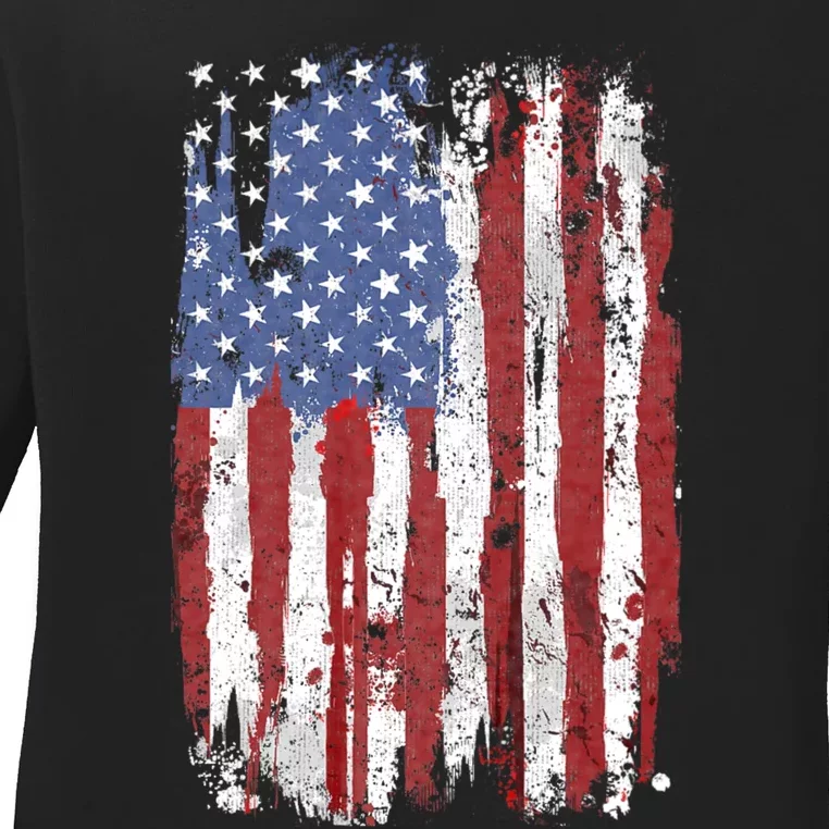 Usa Flag American Flag United States Of America 4th Of July Ladies Long Sleeve Shirt