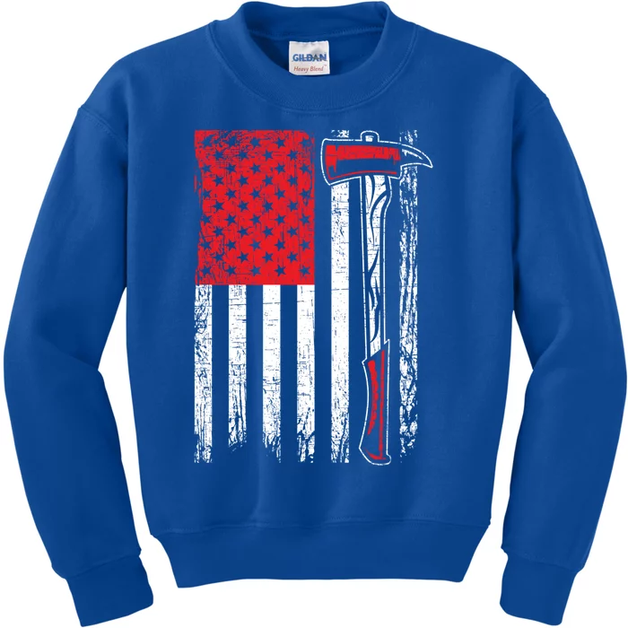 Usa Flag American Firefighter Patriotic Fire Fire Rescue Gift Kids Sweatshirt