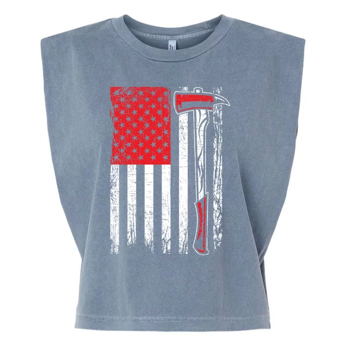 Usa Flag American Firefighter Patriotic Fire Fire Rescue Gift Garment-Dyed Women's Muscle Tee