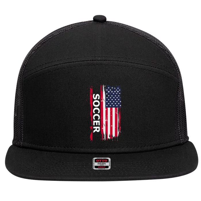 US Flag America Soccer 7 Panel Mesh Trucker Snapback Hat