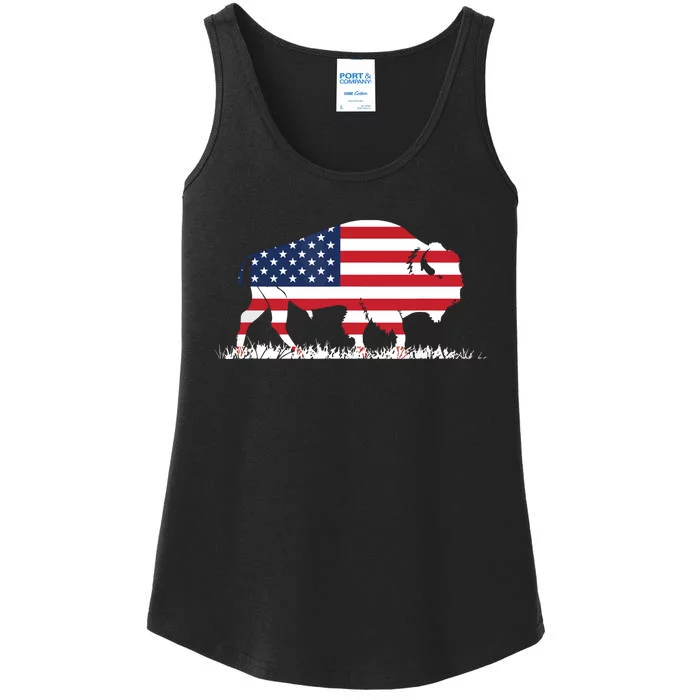 USA Flag American Buffalo Ladies Essential Tank