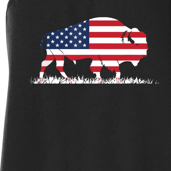 USA Flag American Buffalo Women's Racerback Tank