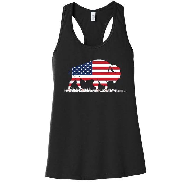 USA Flag American Buffalo Women's Racerback Tank