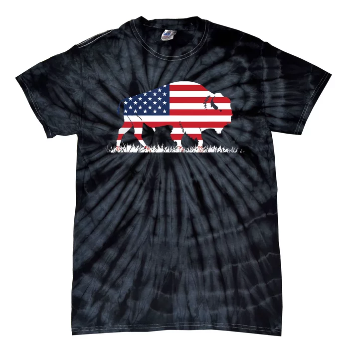 USA Flag American Buffalo Tie-Dye T-Shirt