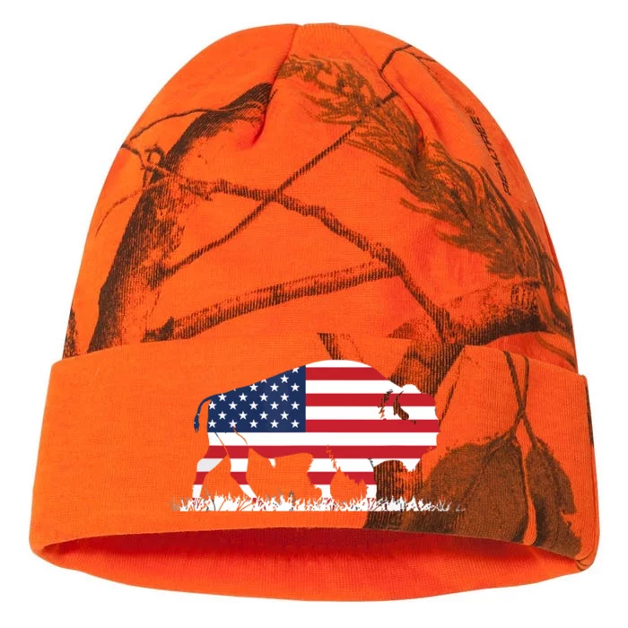 USA Flag American Buffalo Kati - 12in Camo Beanie