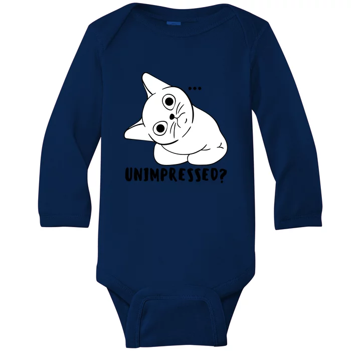 Unimpressed Funny Angry Cat Baby Long Sleeve Bodysuit