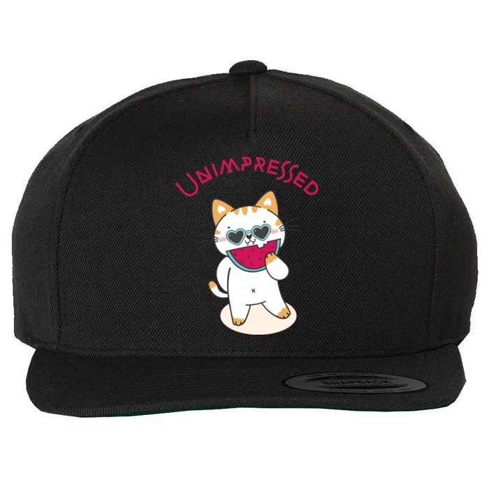 Unimpressed Funny Angry Cat Wool Snapback Cap