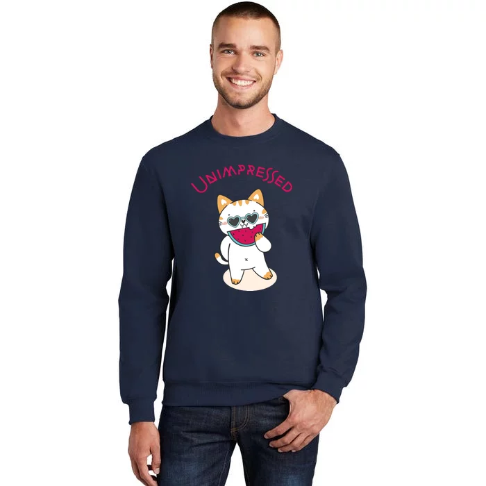 Unimpressed Funny Angry Cat Tall Sweatshirt