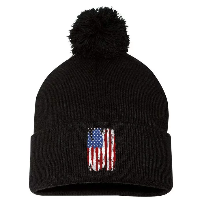 USA Flag American Flag United States Of America 4th Of July Pom Pom 12in Knit Beanie