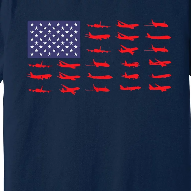 US Flag Airplanes Patriotic Aviation American Pilot Gift Premium T-Shirt