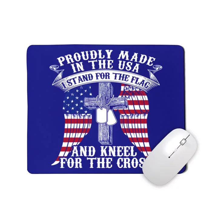 Us Flag And Cross Religious Gift Funny Gift Patriotic Gift Mousepad