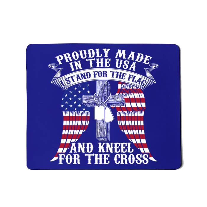 Us Flag And Cross Religious Gift Funny Gift Patriotic Gift Mousepad