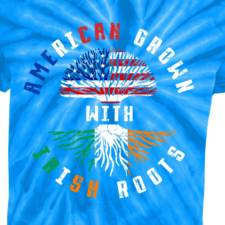 Us Flag American Grown With Irish Roots Irish Ireland Gift Kids Tie-Dye T-Shirt