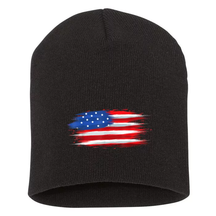 USA Flag American Flag United States Of America 4th Of July Short Acrylic Beanie