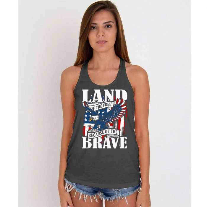 Us Flag America Eagle Land Of The Free Because Of The Brave Women's Knotted Racerback Tank