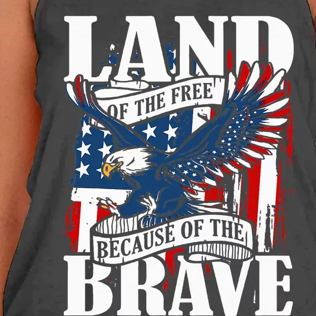 Us Flag America Eagle Land Of The Free Because Of The Brave Women's Knotted Racerback Tank