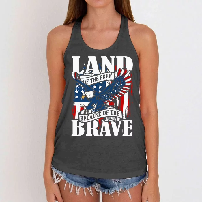 Us Flag America Eagle Land Of The Free Because Of The Brave Women's Knotted Racerback Tank