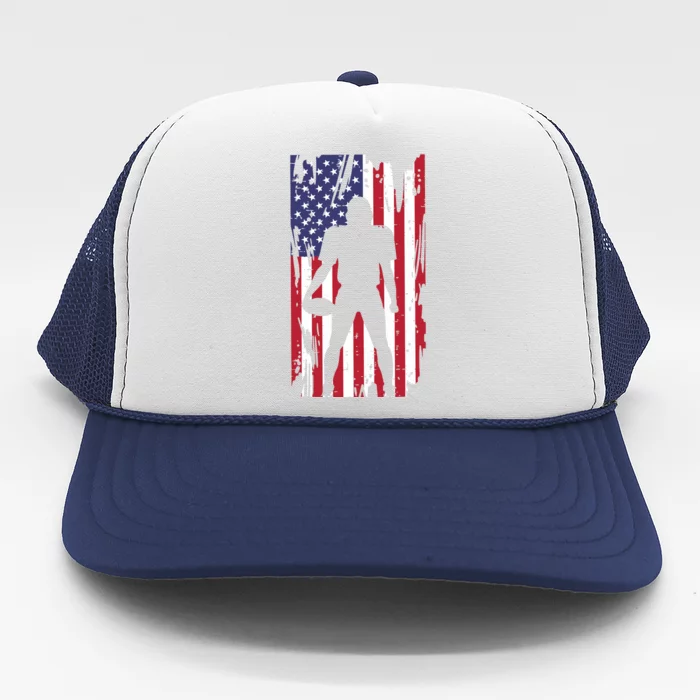 Us Flag American Football Player Silhouette Vintage Patriot Trucker Hat