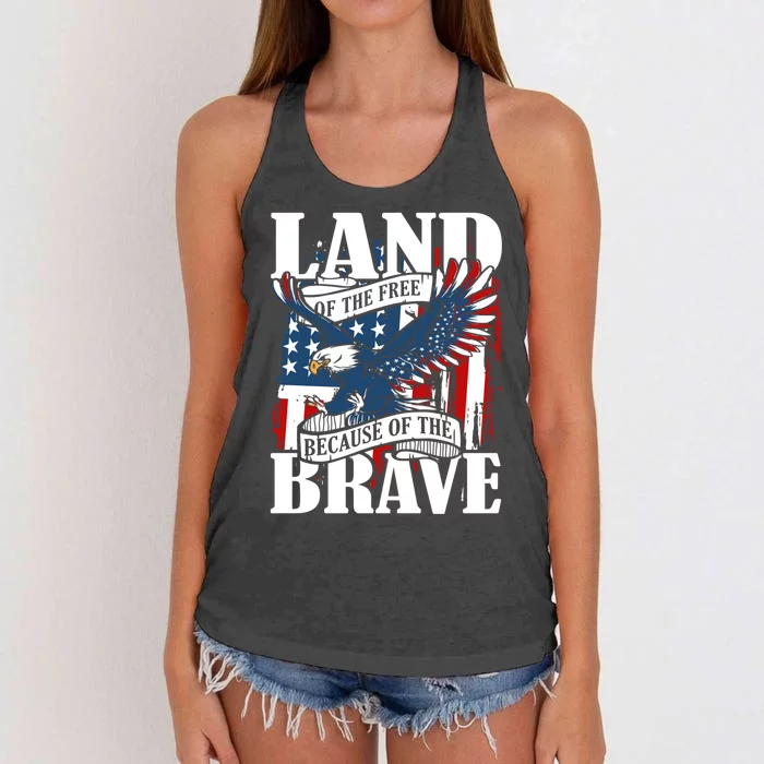 Us Flag America Eagle Land Of The Free Because Of The Brave Meaningful Gift Women's Knotted Racerback Tank