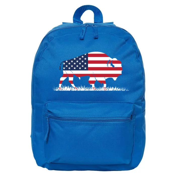 Usa Flag American Buffalo Cool Gift 16 in Basic Backpack