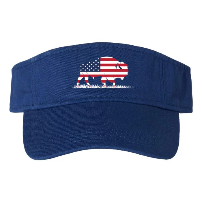 Usa Flag American Buffalo Cool Gift Valucap Bio-Washed Visor