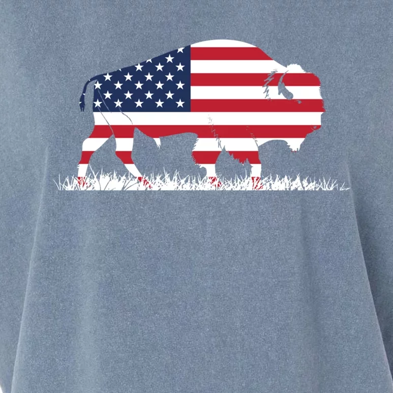 Usa Flag American Buffalo Cool Gift Garment-Dyed Women's Muscle Tee