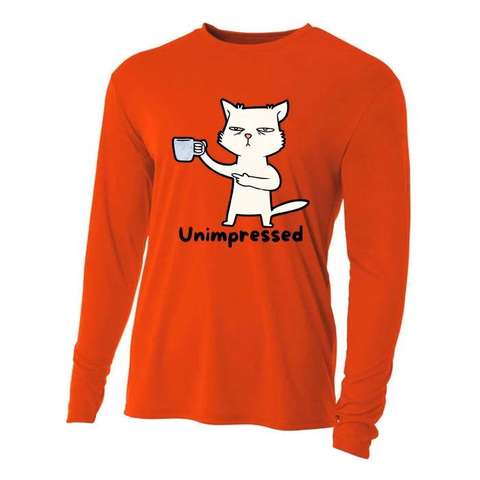 Unimpressed Funny Angry Cat Coffee Cooling Performance Long Sleeve Crew