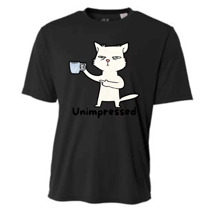 Unimpressed Funny Angry Cat Coffee Cooling Performance Crew T-Shirt