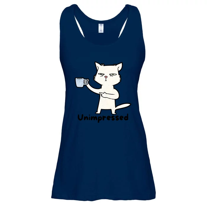 Unimpressed Funny Angry Cat Coffee Ladies Essential Flowy Tank