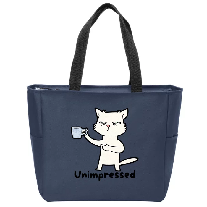 Unimpressed Funny Angry Cat Coffee Zip Tote Bag