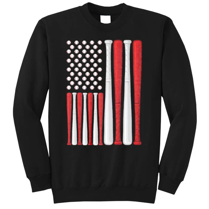 Usa Flag American Baseball Flag Vintage Baseball Flag 4th Of July Tall Sweatshirt