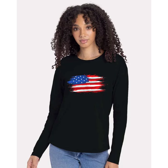 USA Flag American Flag United States of America 4th of July Womens Cotton Relaxed Long Sleeve T-Shirt