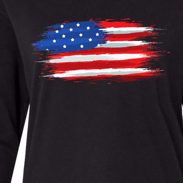 USA Flag American Flag United States of America 4th of July Womens Cotton Relaxed Long Sleeve T-Shirt