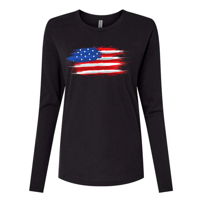 USA Flag American Flag United States of America 4th of July Womens Cotton Relaxed Long Sleeve T-Shirt