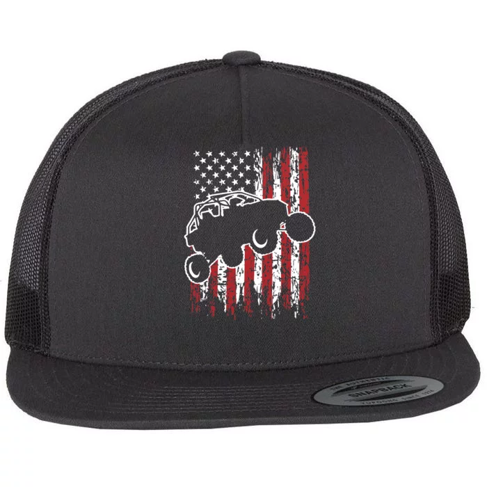 US Flag ATV Side By Side Rider UTV July 4th Offroad Riding Flat Bill Trucker Hat