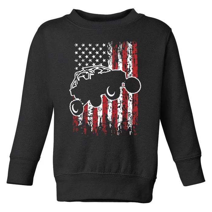 US Flag ATV Side By Side Rider UTV July 4th Offroad Riding Toddler Sweatshirt