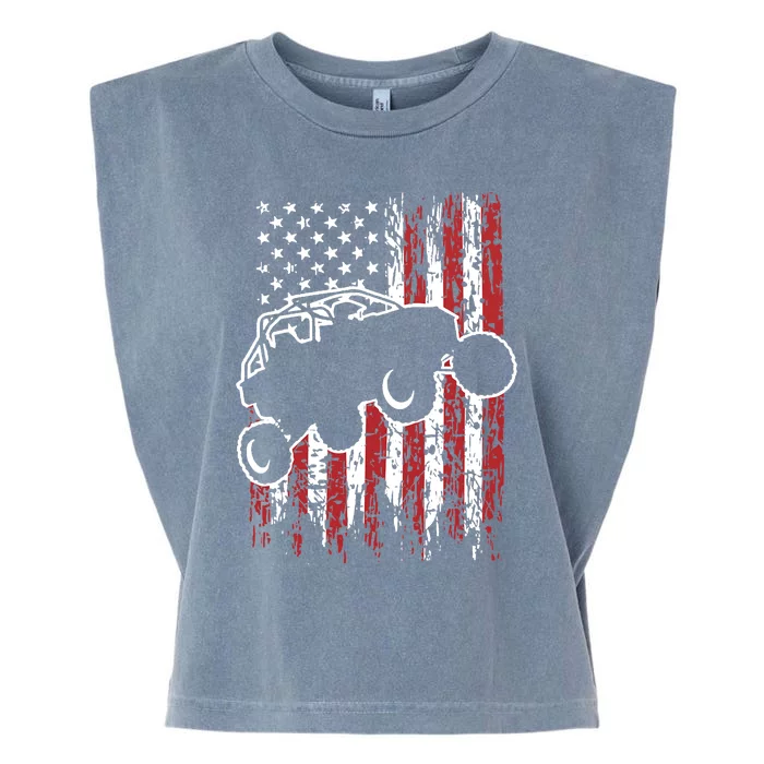 US Flag ATV Side By Side Rider UTV July 4th Offroad Riding Garment-Dyed Women's Muscle Tee