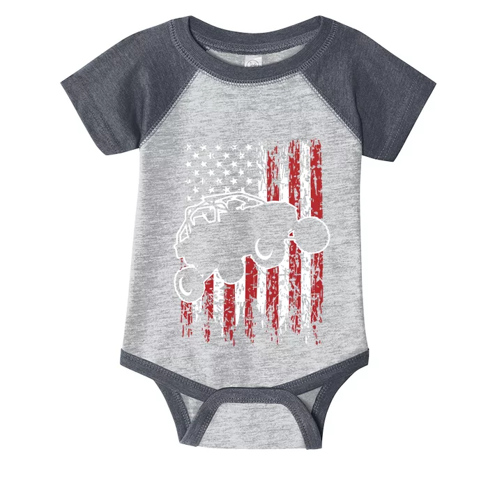 US Flag ATV Side By Side Rider UTV July 4th Offroad Riding Infant Baby Jersey Bodysuit