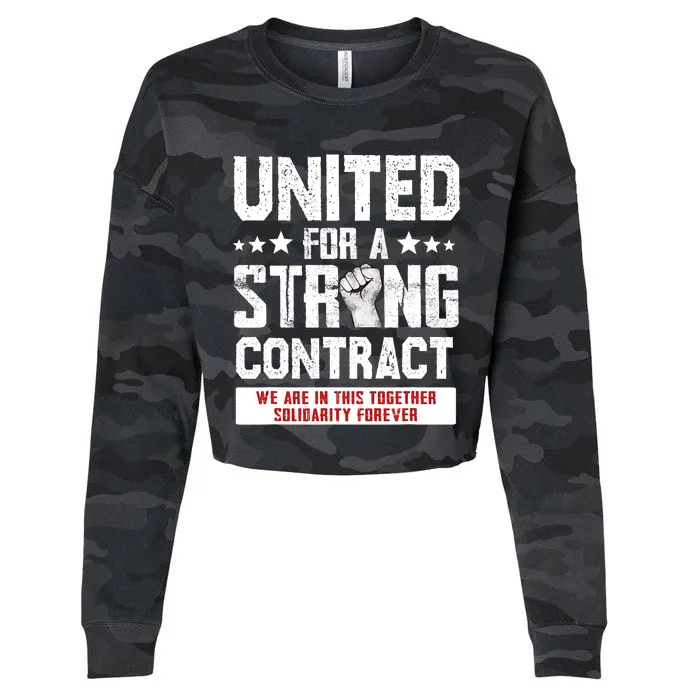 United For A Strong Contract UAW Union Strike UAW Strong Cropped Pullover Crew