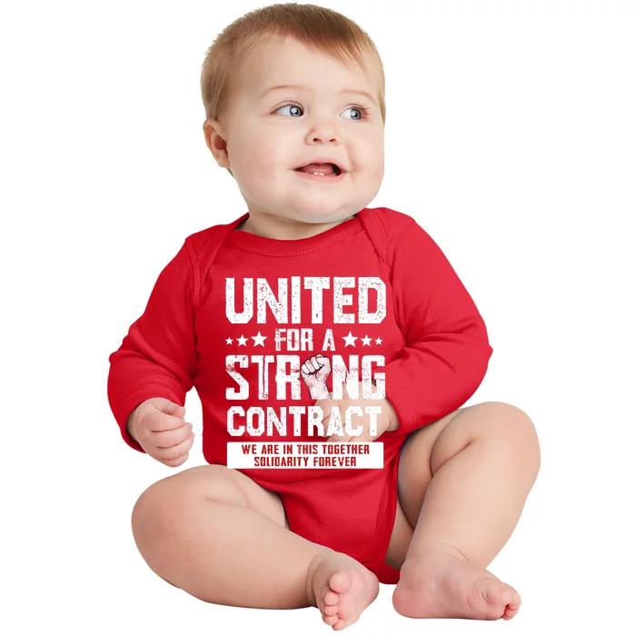 United For A Strong Contract UAW Union Strike UAW Strong Baby Long Sleeve Bodysuit